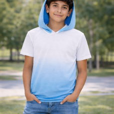 Youth Ombre Hoodie T-shirt Short Sleeves