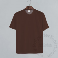 Brown Color Cotton-Feel Polyester T-shirt