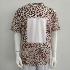 Leopard Faux Bleach Cotton-Feel Polyester T-shirt