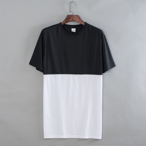 B&W Cotton-Feel Polyester Short Sleeves T-shirt Front White color. other  parts black