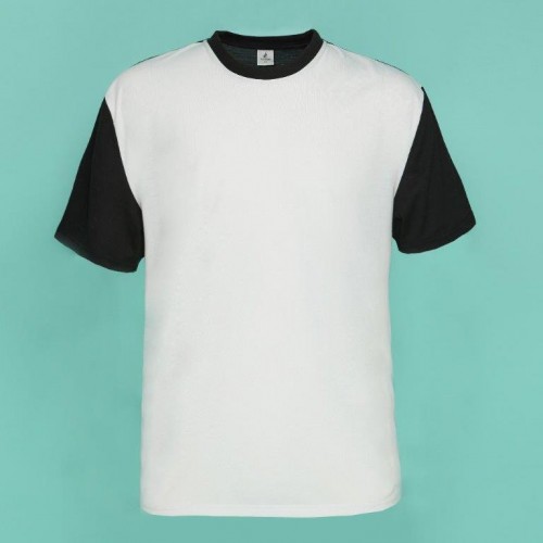 B&W Cotton-Feel Polyester Short Sleeves Front White color. other black