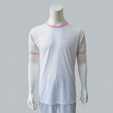 Cotton-Feel Polyester White T-shirt with Colored neck & sleeves edge