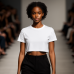 Cotton-Feel Polyester Crop top women t-shirt