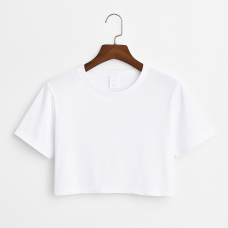Cotton-Feel Polyester Crop top women t-shirt