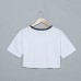 Women Short Sleeves Crop Top french terry fabric