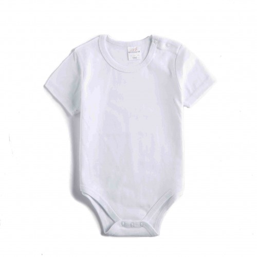 Baby Body Romper Polyester Cotton-Feel Short Sleeves With Snaps (Neck)