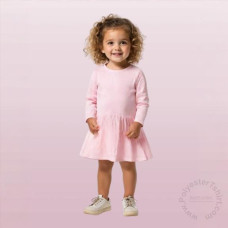 Long Sleeved Girls Dress Polyester Cotton-Feel