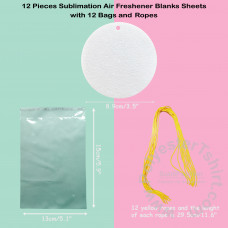 12 Pieces Sublimation Air Freshener Blanks Sheets with 12 bags and Ropes