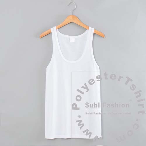 Cotton-Feel Polyester Gym Tank Top, deep front neck drop - Special Flat Stitching for Sublimation Printing